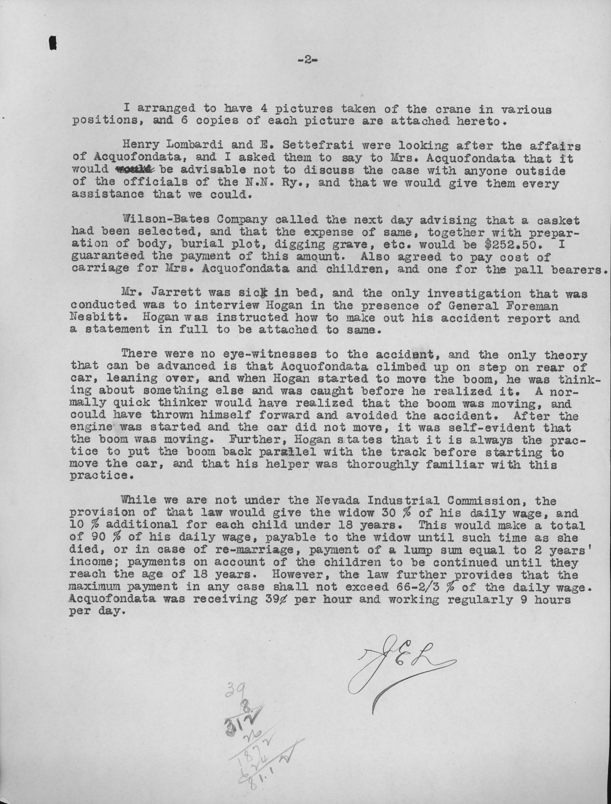 Description of Accident by JE Lovejoy pg2